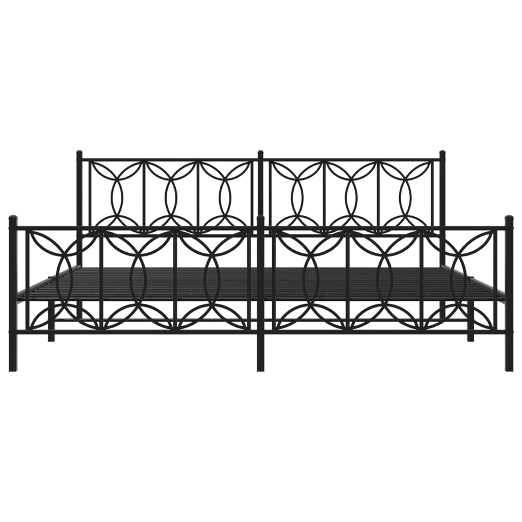 Estrutura de cama com cabeceira e pés 193x203 cm metal preto