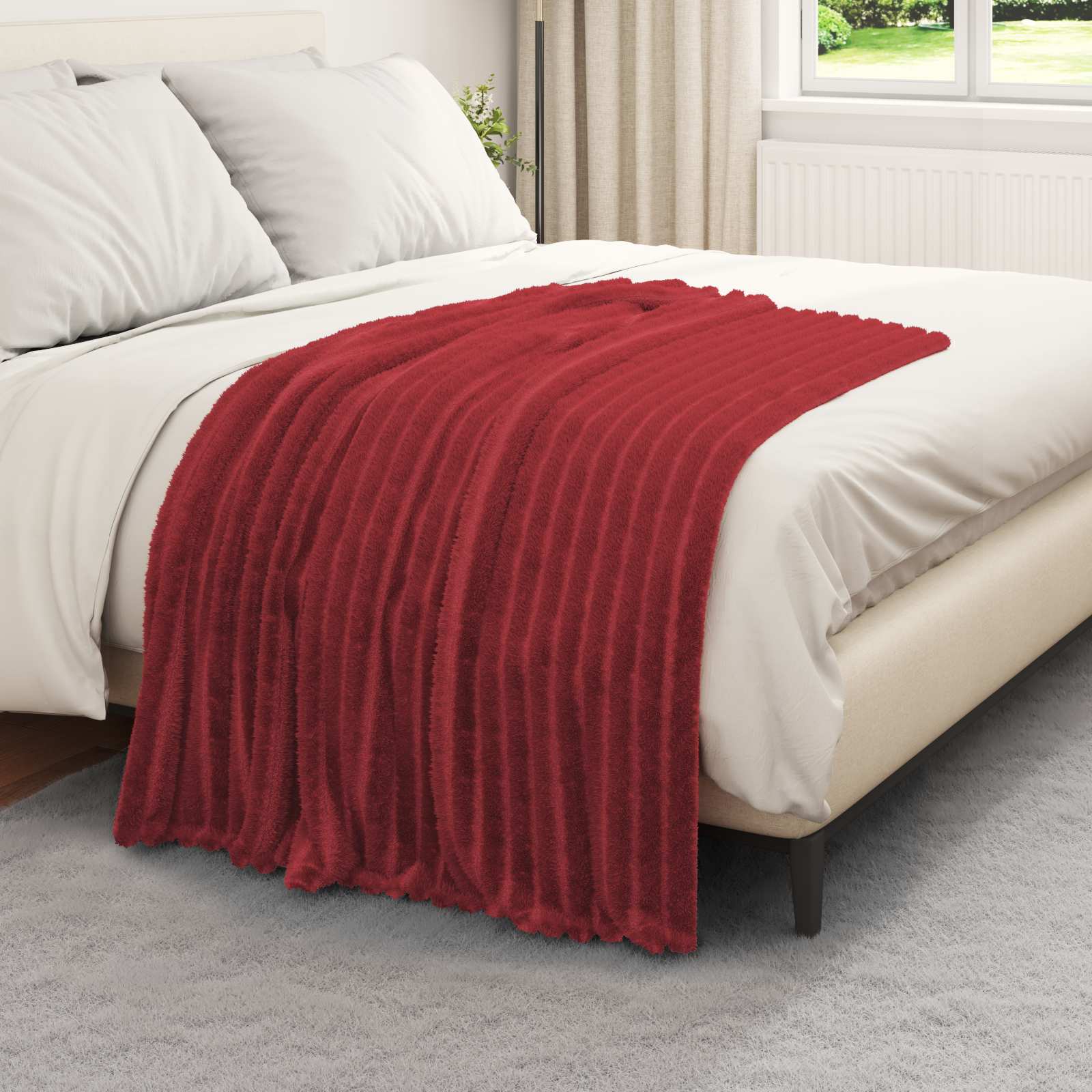 Cobertor vermelho bordeaux 150 x 130 cm lã