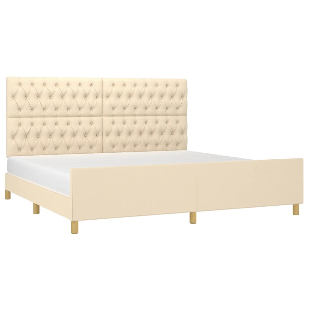 Estrutura de cama com cabeceira 200x200 cm tecido cor creme
