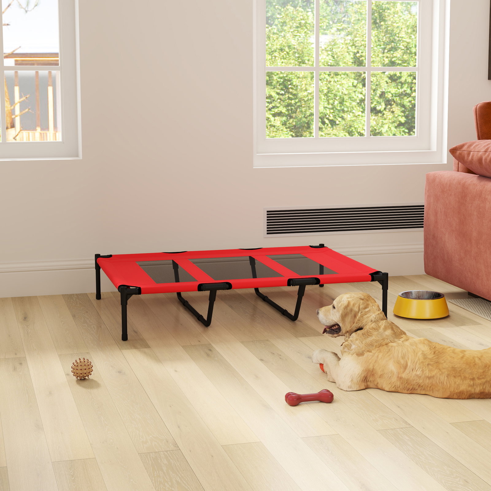 Cama para Animais de Estimação Cama Elevada para Cães Gatos com Tecido Transpirável para Dormir Relaxar Exterior Jardim Terraço