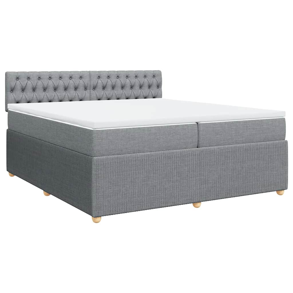Cama com molas/colchão 200x200 cm tecido cinza-claro