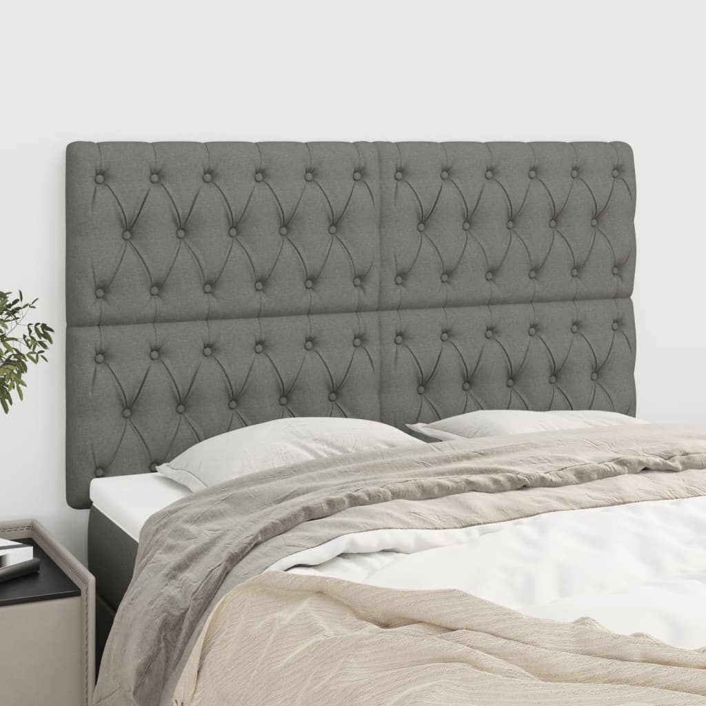Cabeceira cinza escuro 144x7x118/128 cm tecido