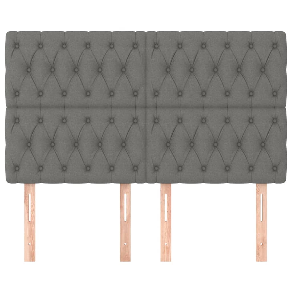 Cabeceira cinza escuro 144x7x118/128 cm tecido