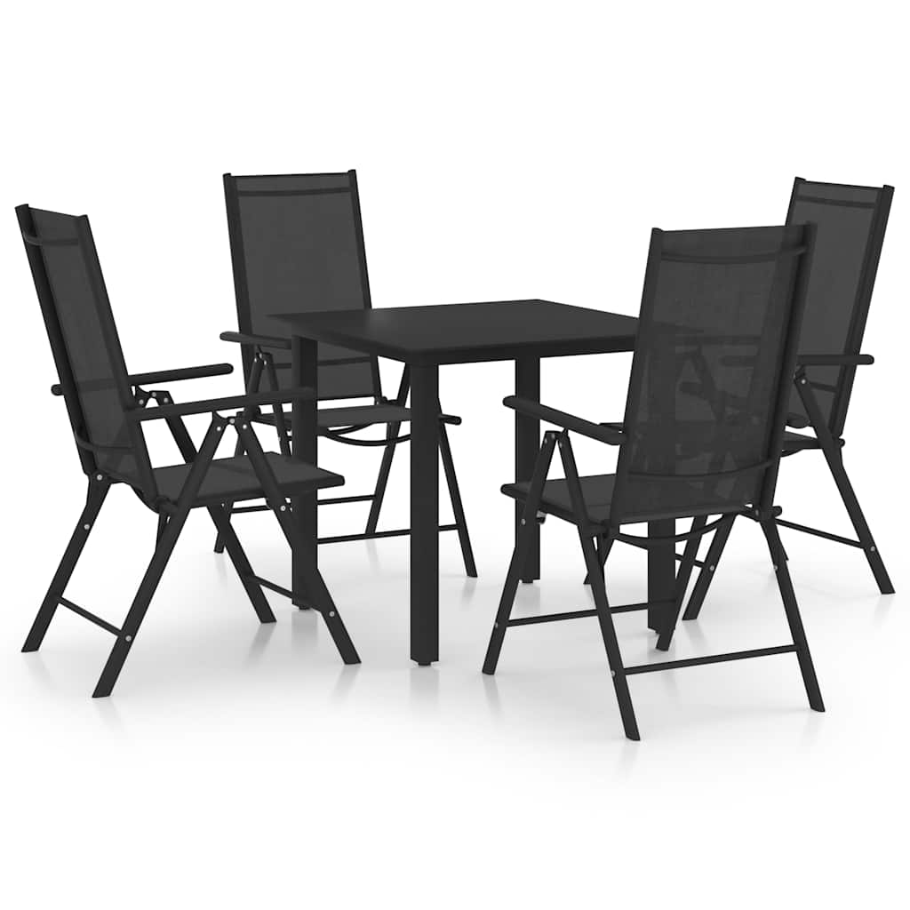 5 Pcs conjunto de jantar para jardim alumínio preto