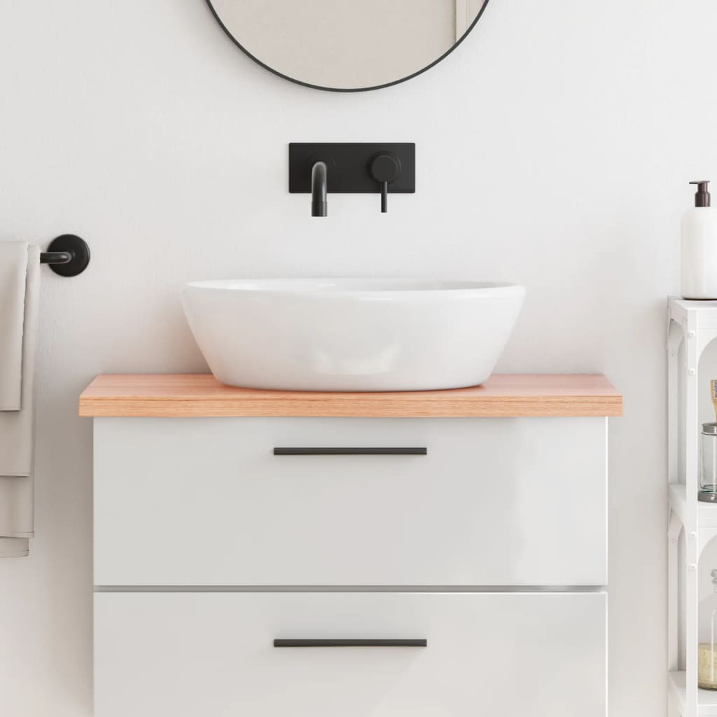 Bancada p/ wc 80x40x(2-4) cm madeira maciça tratada castanho