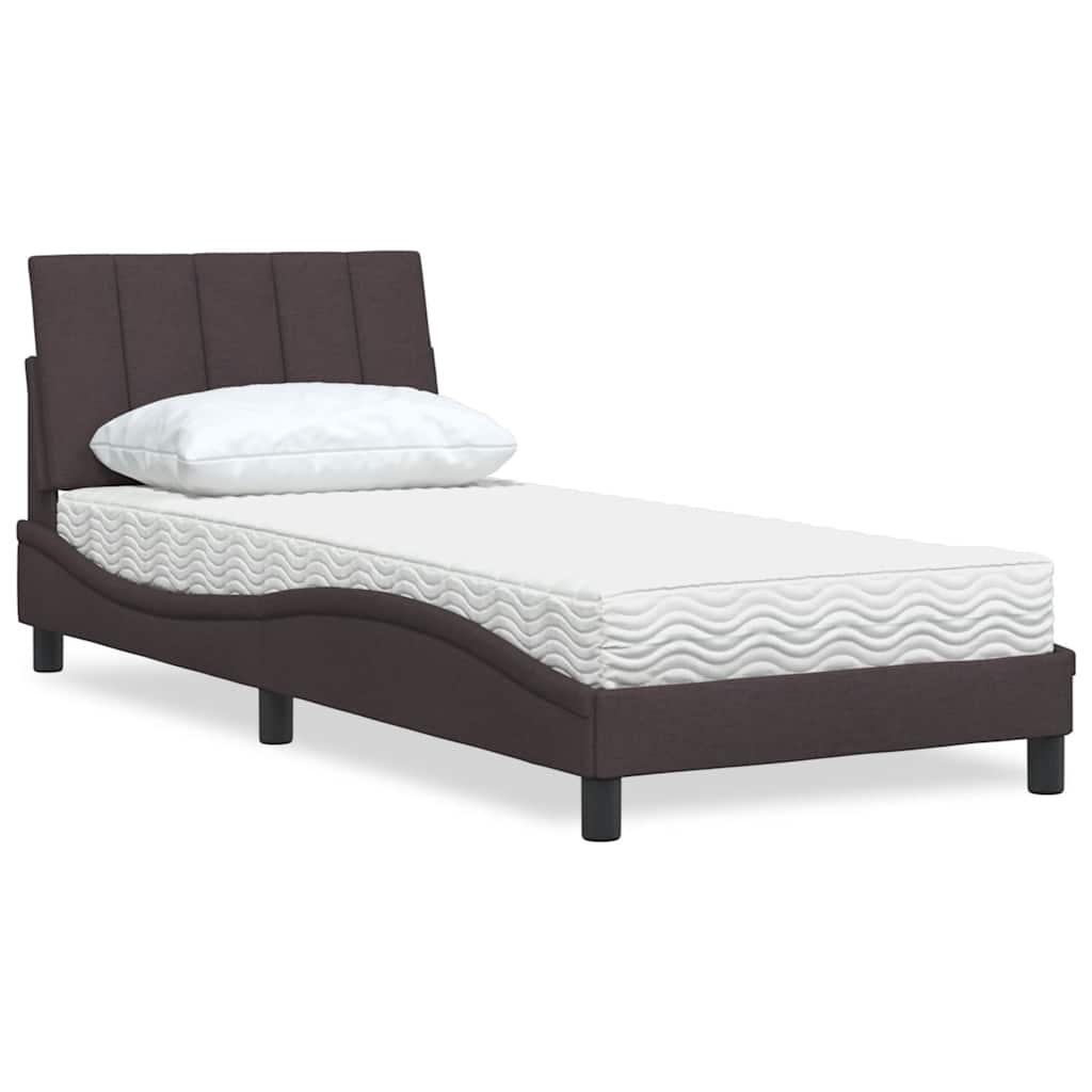 Cama com colchão hanko 80x200 cm tecido castanho-escuro