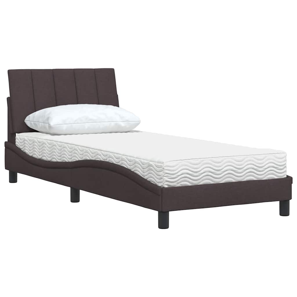 Cama com colchão hanko 80x200 cm tecido castanho-escuro