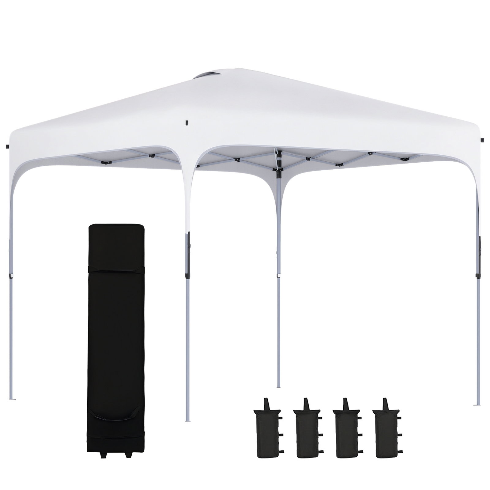 Tenda Dobrável 2,5x2,5x2,68cm Tenda de Jardim com Proteção UV 50+ Altura Ajustável com 4 Bolsas de Areia e Bolsa de Transporte p