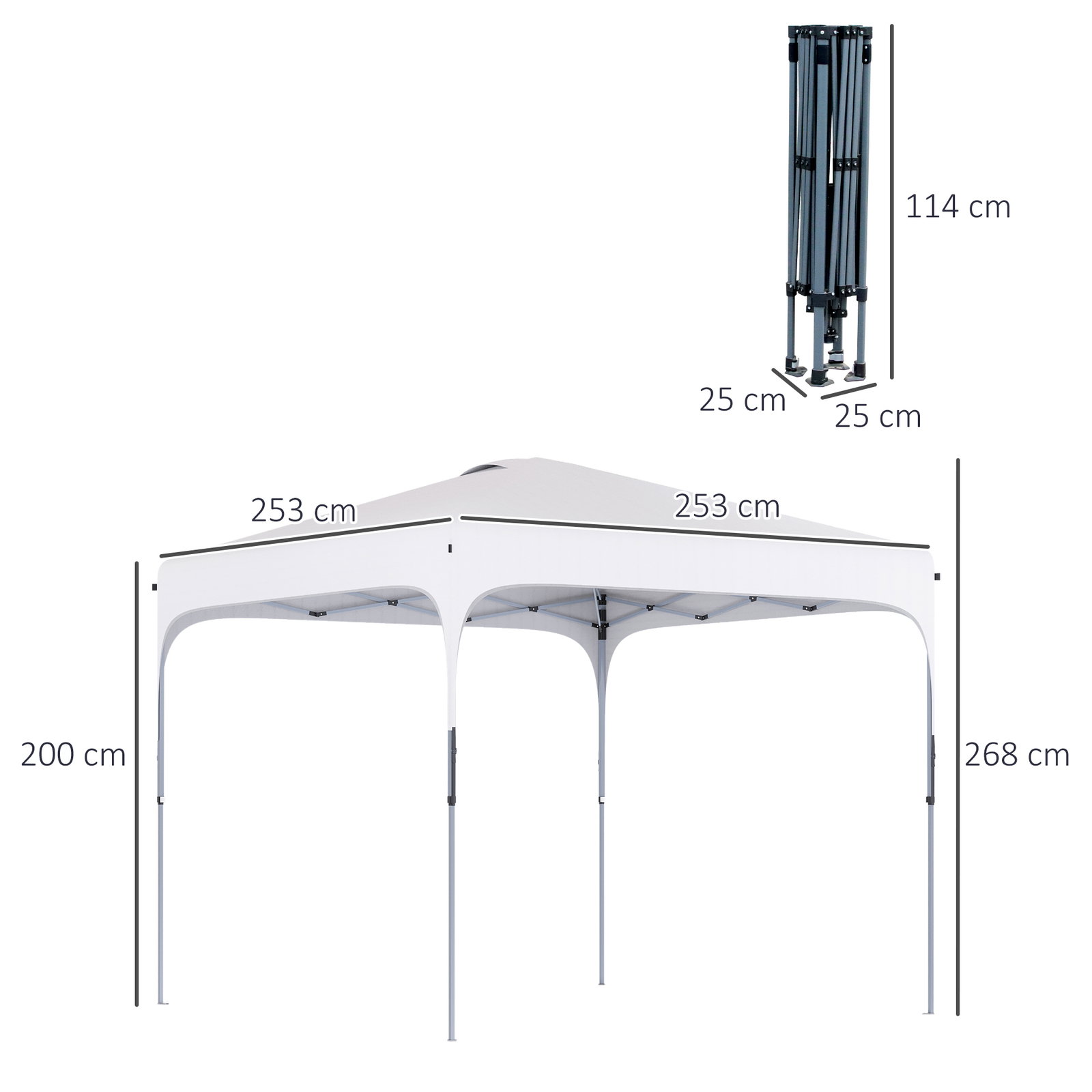 Tenda Dobrável 2,5x2,5x2,68cm Tenda de Jardim com Proteção UV 50+ Altura Ajustável com 4 Bolsas de Areia e Bolsa de Transporte p