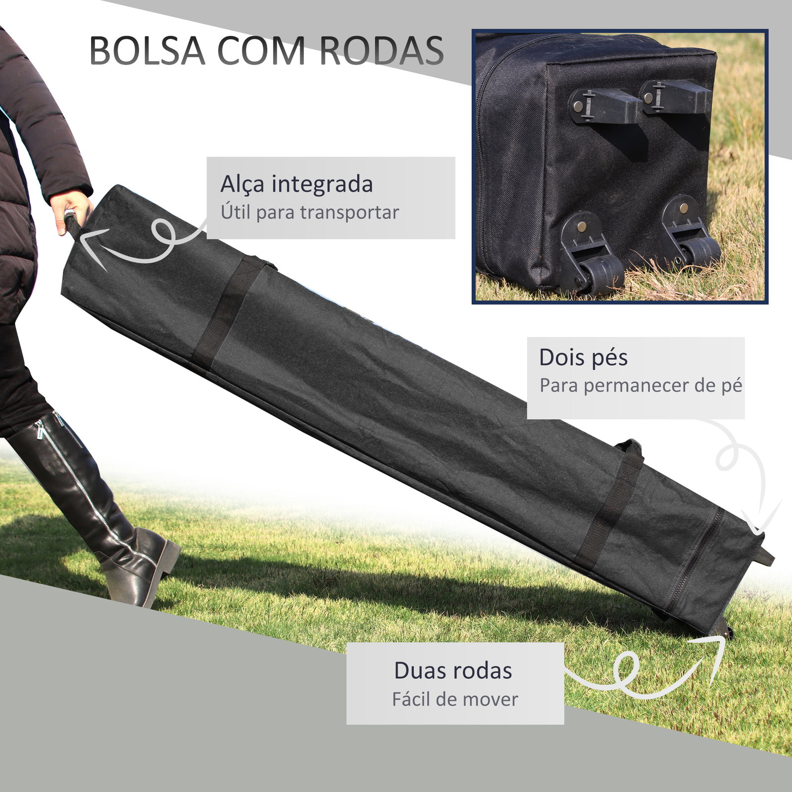 Tenda Dobrável 2,5x2,5x2,68cm Tenda de Jardim com Proteção UV 50+ Altura Ajustável com 4 Bolsas de Areia e Bolsa de Transporte p