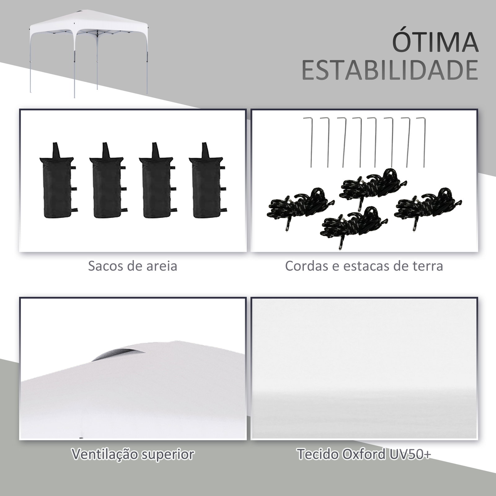 Tenda Dobrável 2,5x2,5x2,68cm Tenda de Jardim com Proteção UV 50+ Altura Ajustável com 4 Bolsas de Areia e Bolsa de Transporte p