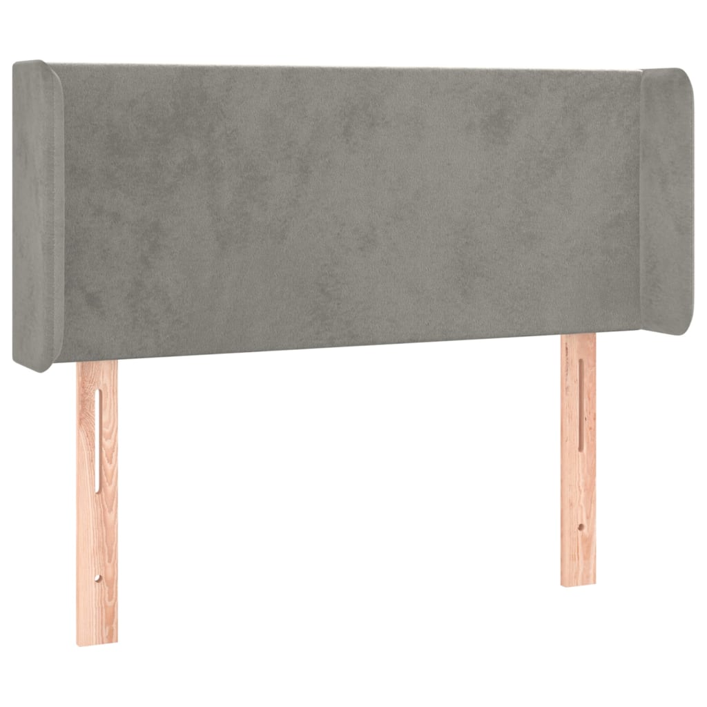 Cabeceira de cama c/ luzes LED veludo 93x16x78/88cm cinza-claro