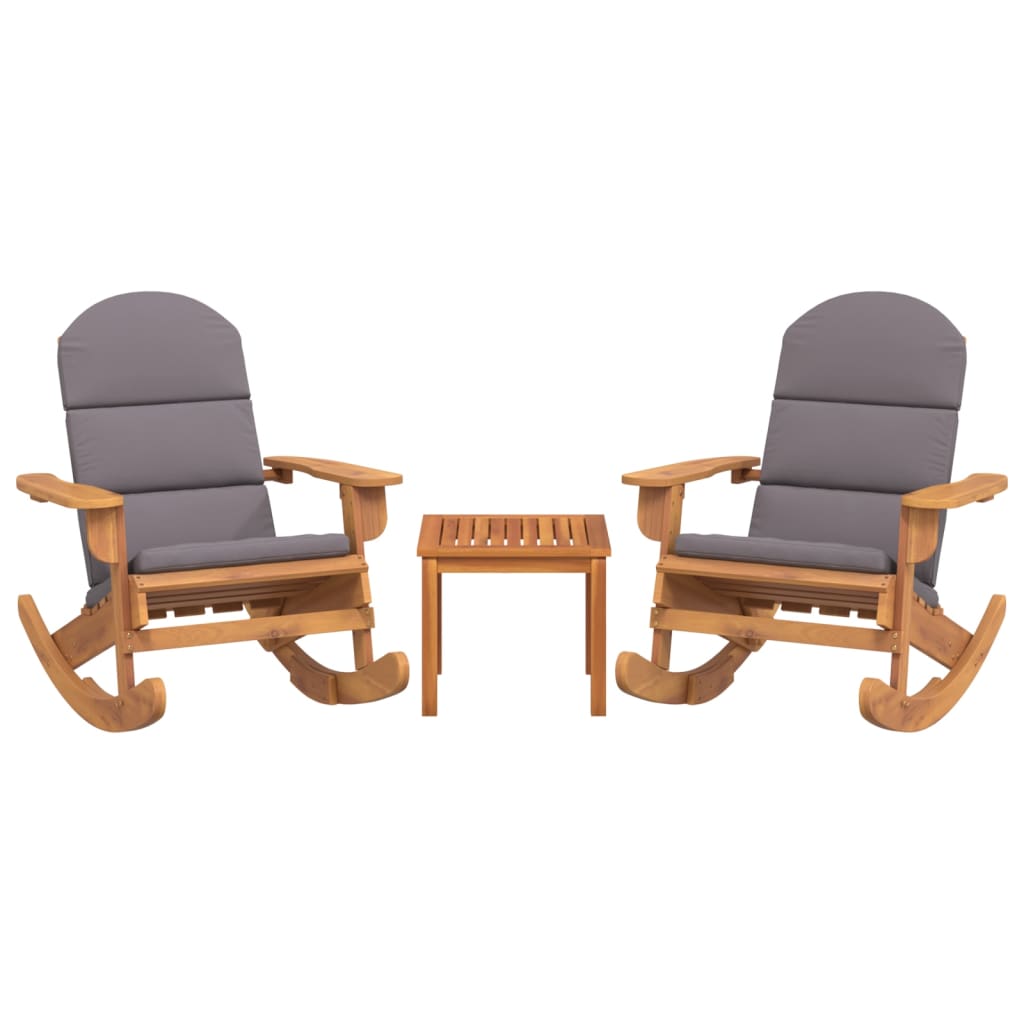 3 Pcs conjunto lounge de jardim adirondack acácia maciça