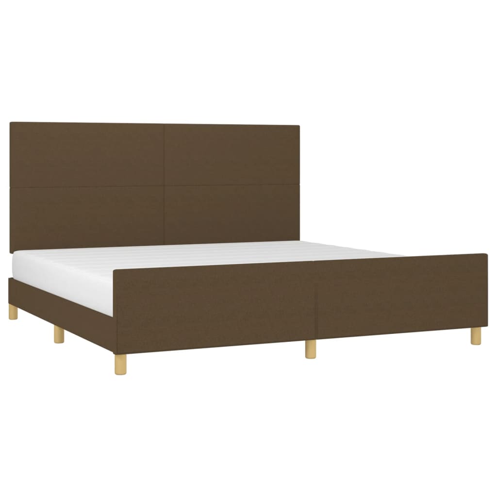 Estrutura de cama sem colchão 200x200 cm tecido castanho-escuro