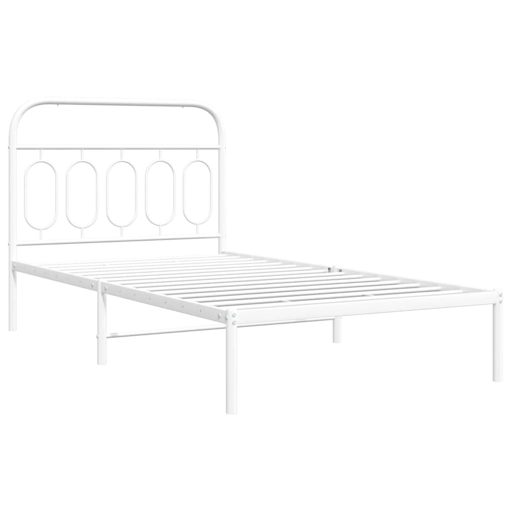 Estrutura de cama com cabeceira 100x200 cm metal branco