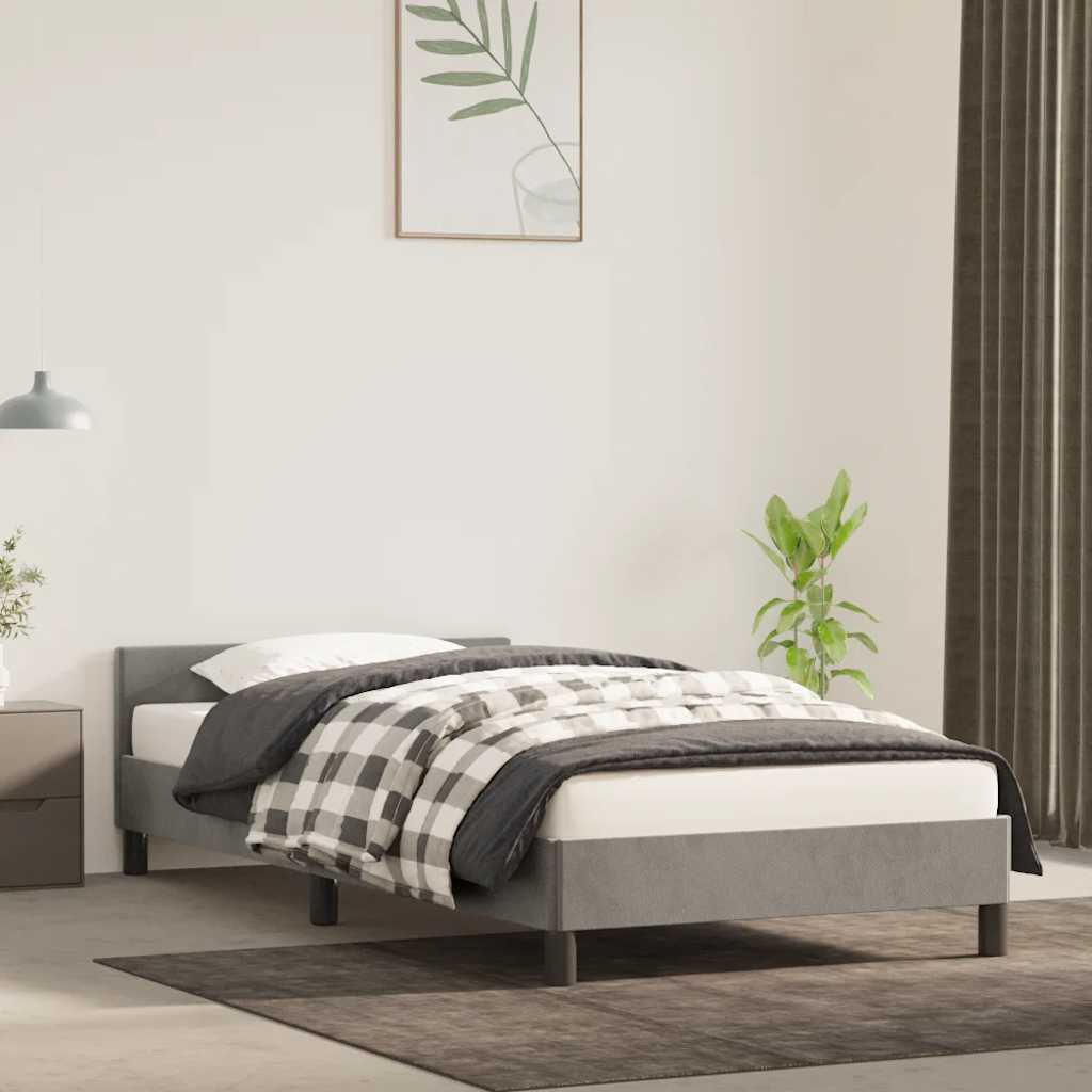 Estrutura de cama sem colchão 80x200 cm veludo cinzento-claro