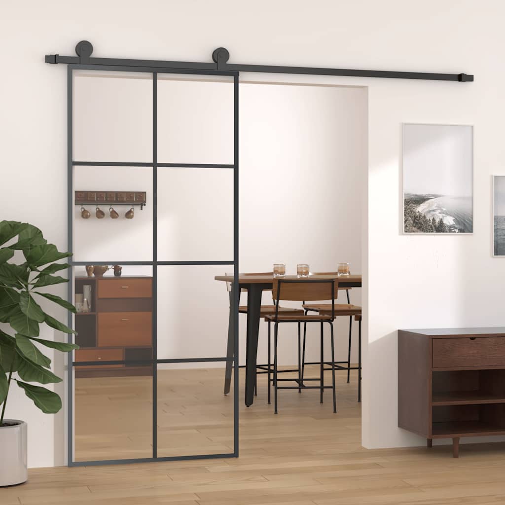 Porta deslizante 90x205 cm vidro esg e alumínio preto
