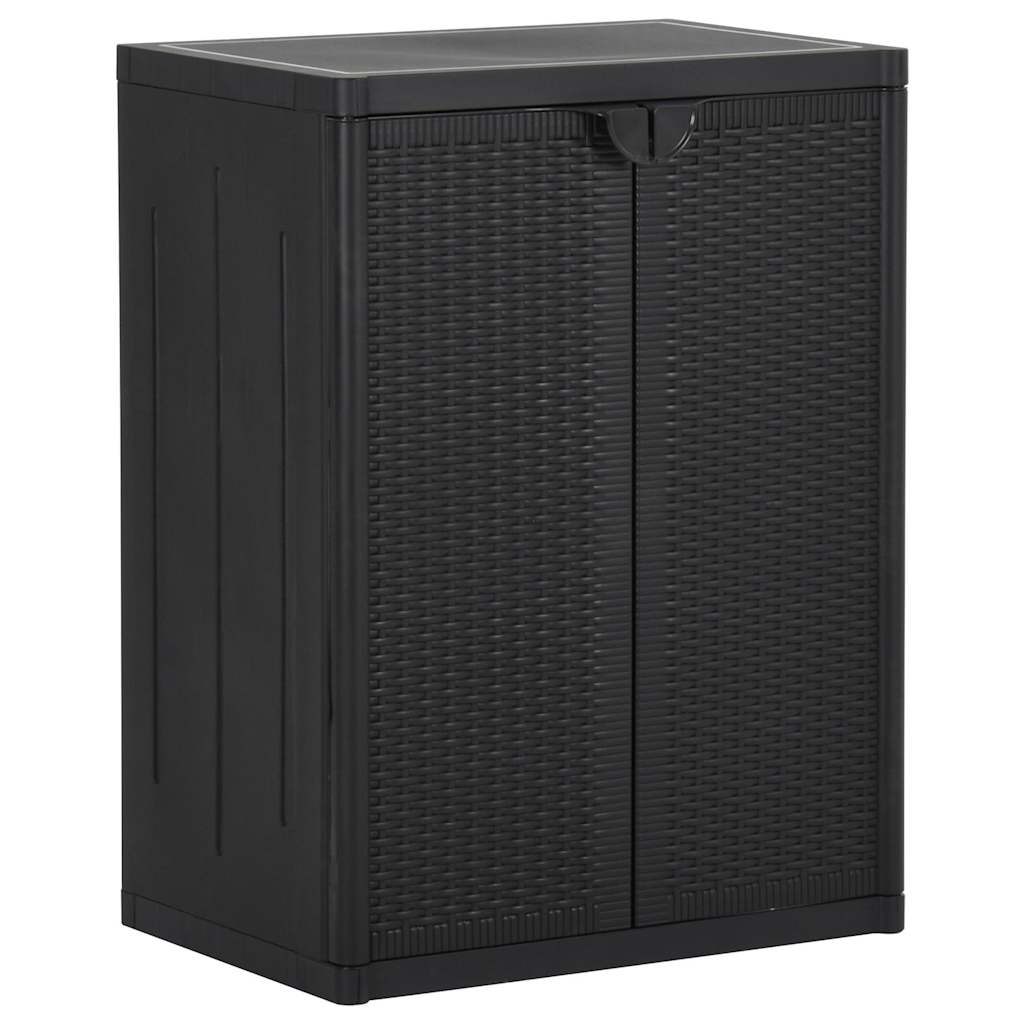 Móvel de arrumação para jardim 65x45x88 cm vime PP preto