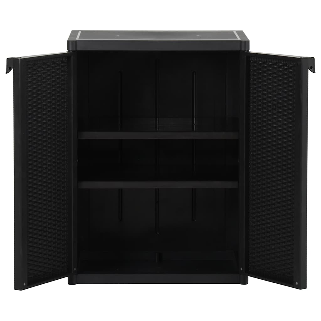 Móvel de arrumação para jardim 65x45x88 cm vime PP preto