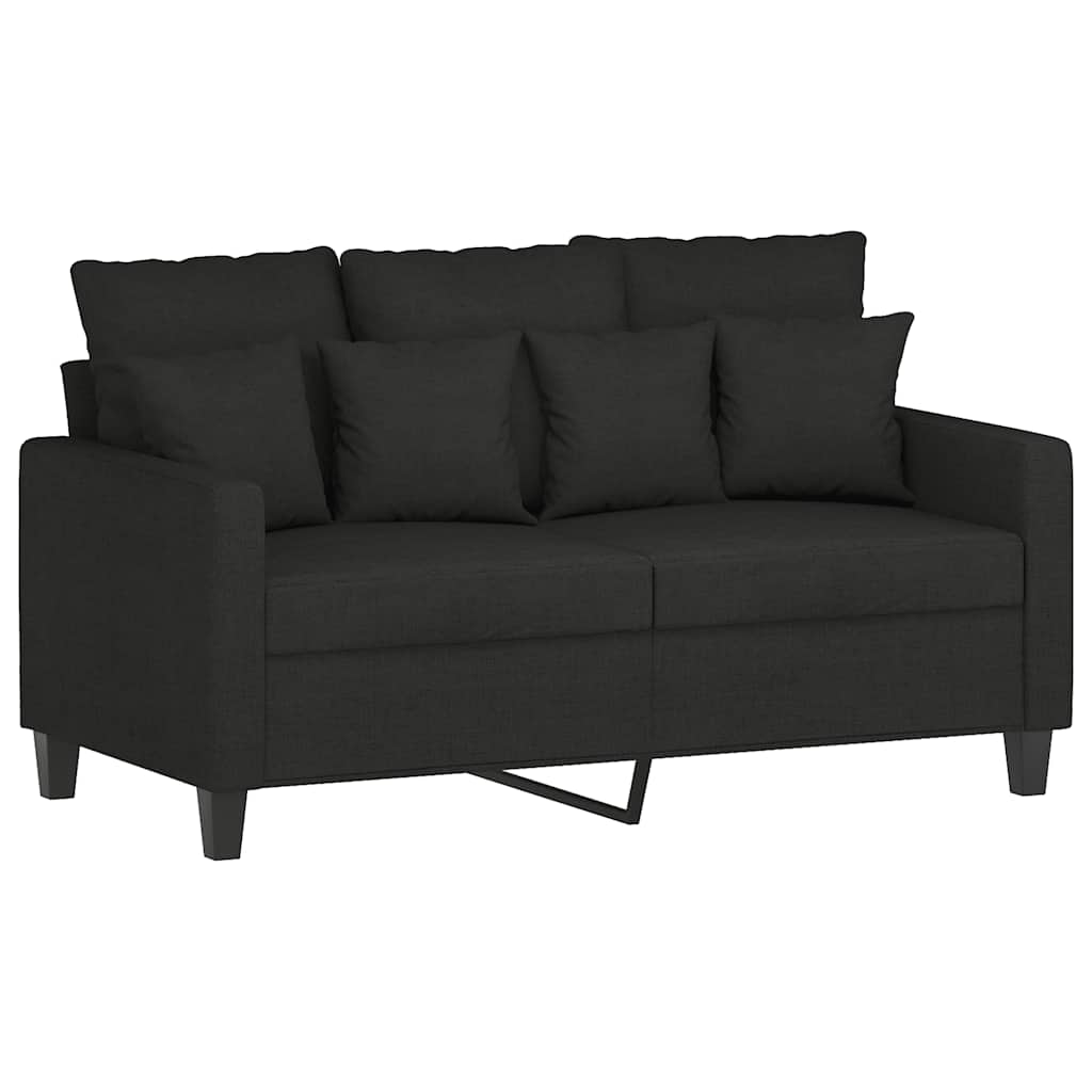 2 Pcs conjunto de sofás com almofadões tecido preto
