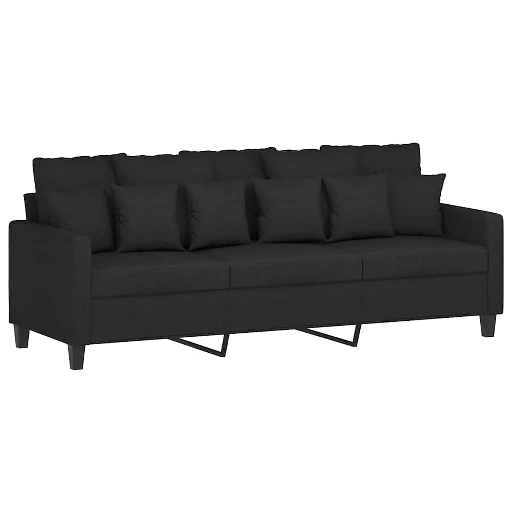 2 Pcs conjunto de sofás com almofadões tecido preto