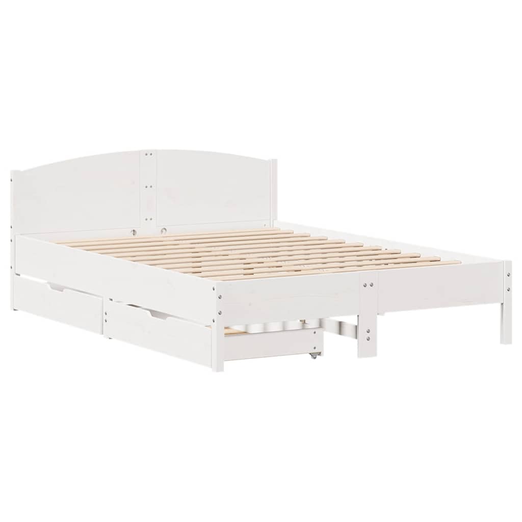Cama sem colchão 120x190 cm madeira de pinho maciça branco