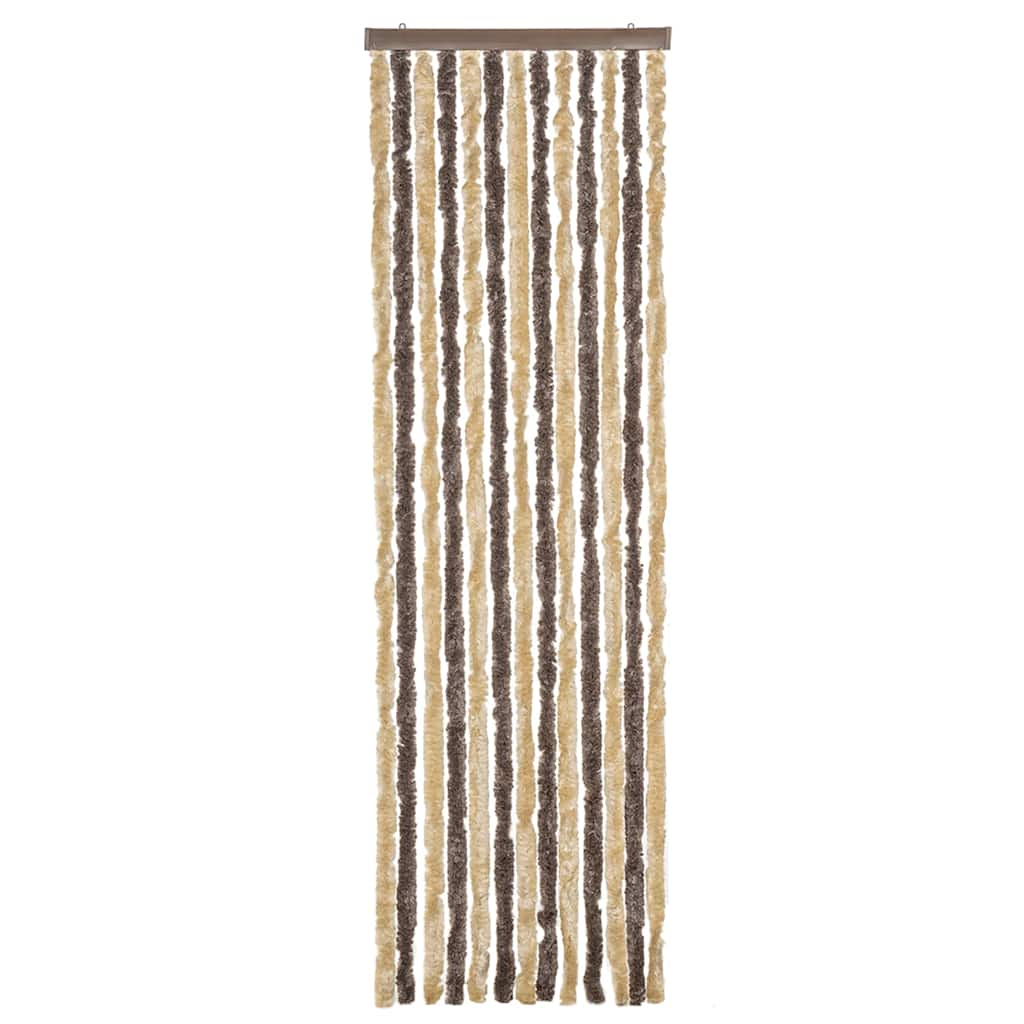 Cortina anti-insetos 56x200 cm chenille castanho-escuro e bege