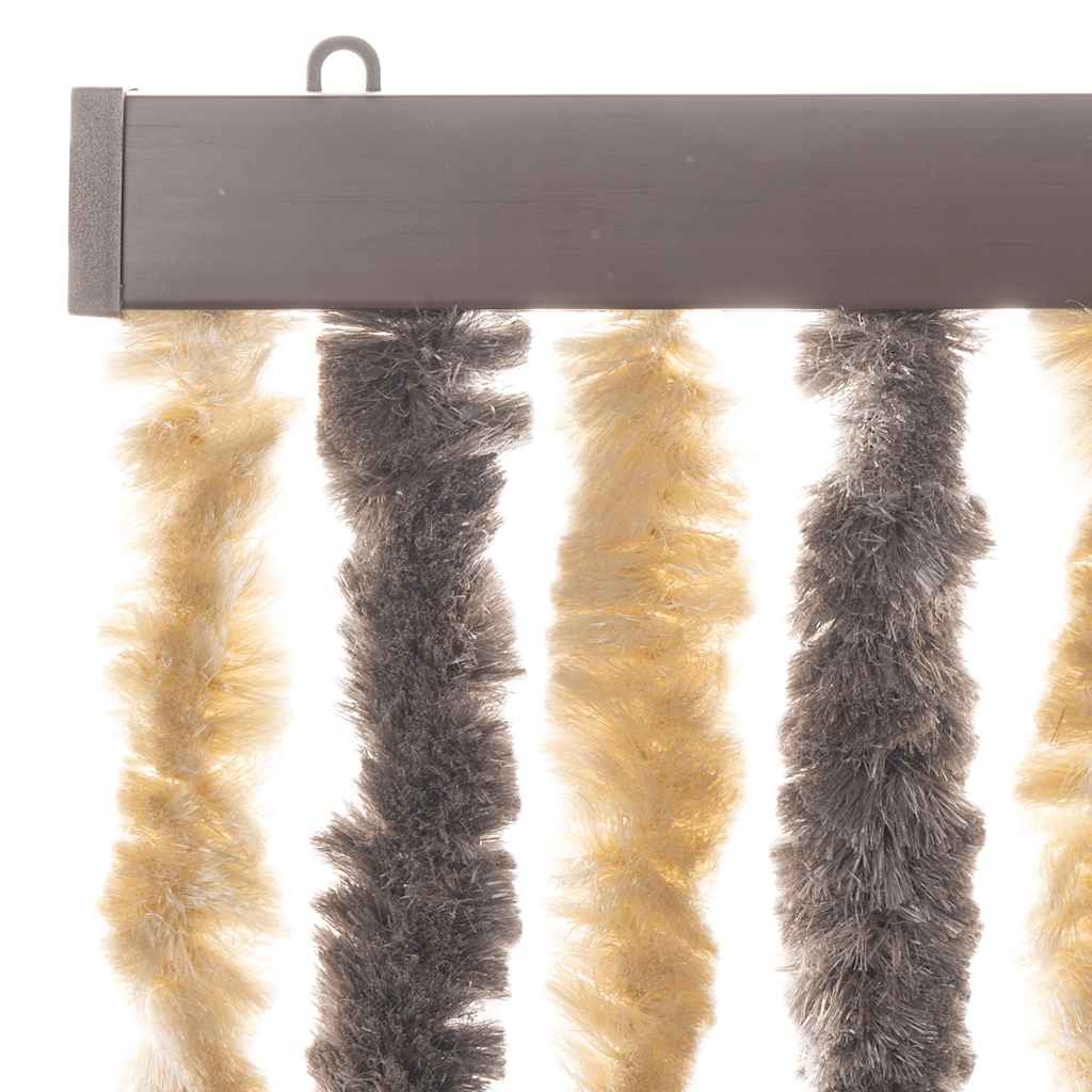 Cortina anti-insetos 56x200 cm chenille castanho-escuro e bege