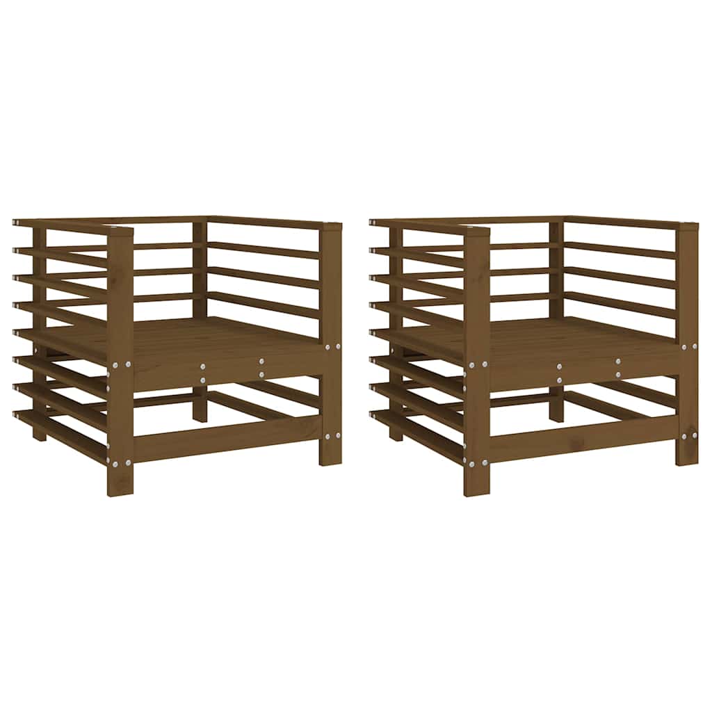 Cadeiras de jardim 2 pcs madeira de pinho maciça castanho-mel