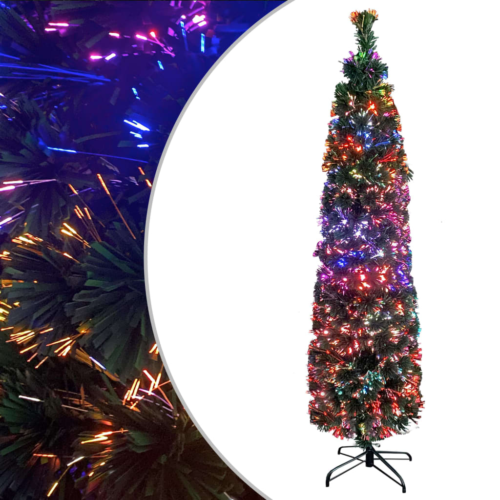 Árvore de natal artificial fina c/ suporte 150 cm fibra ótica