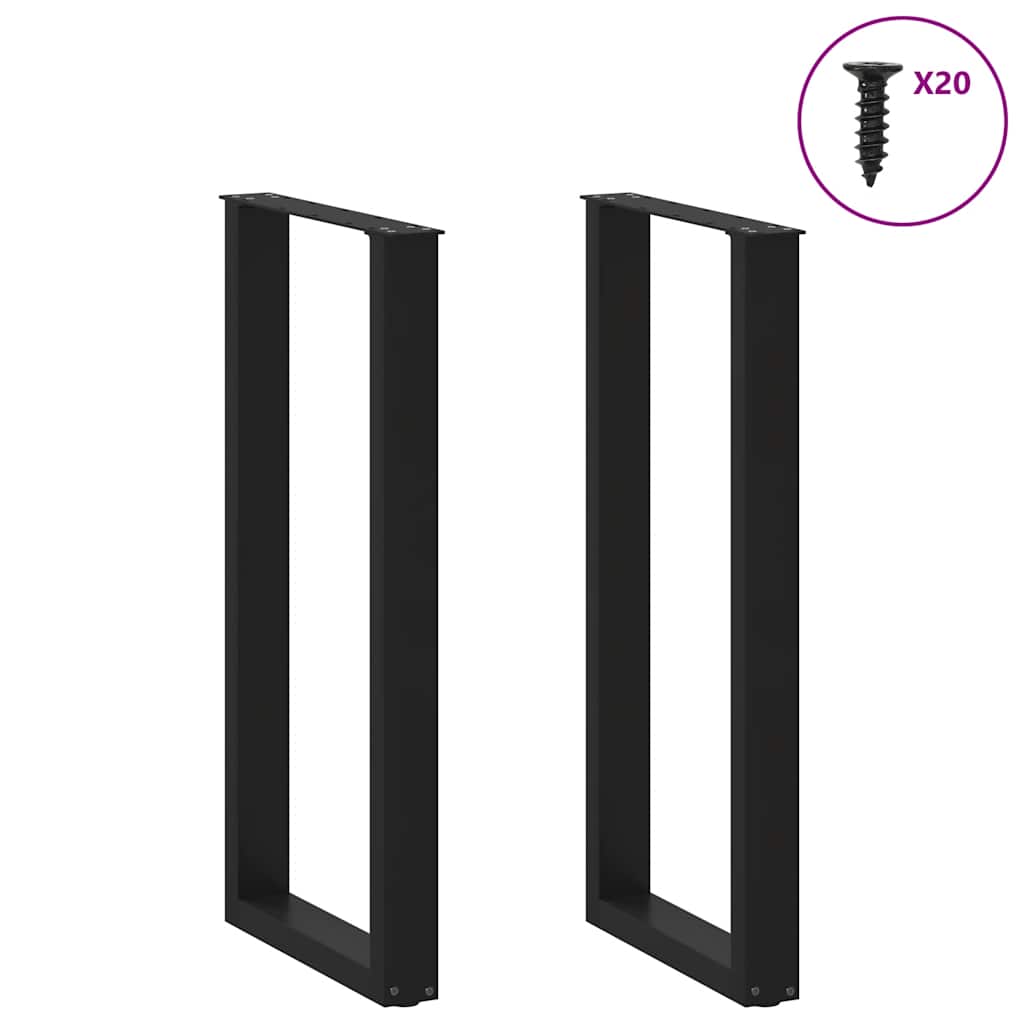 Pés de mesa de bar em forma de u, 2 peças, preto, 40x(100-101) cm, aço