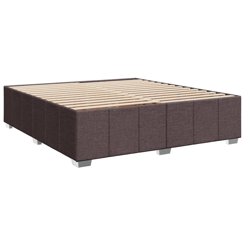 Estrutura de cama sem colchão 200x200 cm tecido castanho-escuro