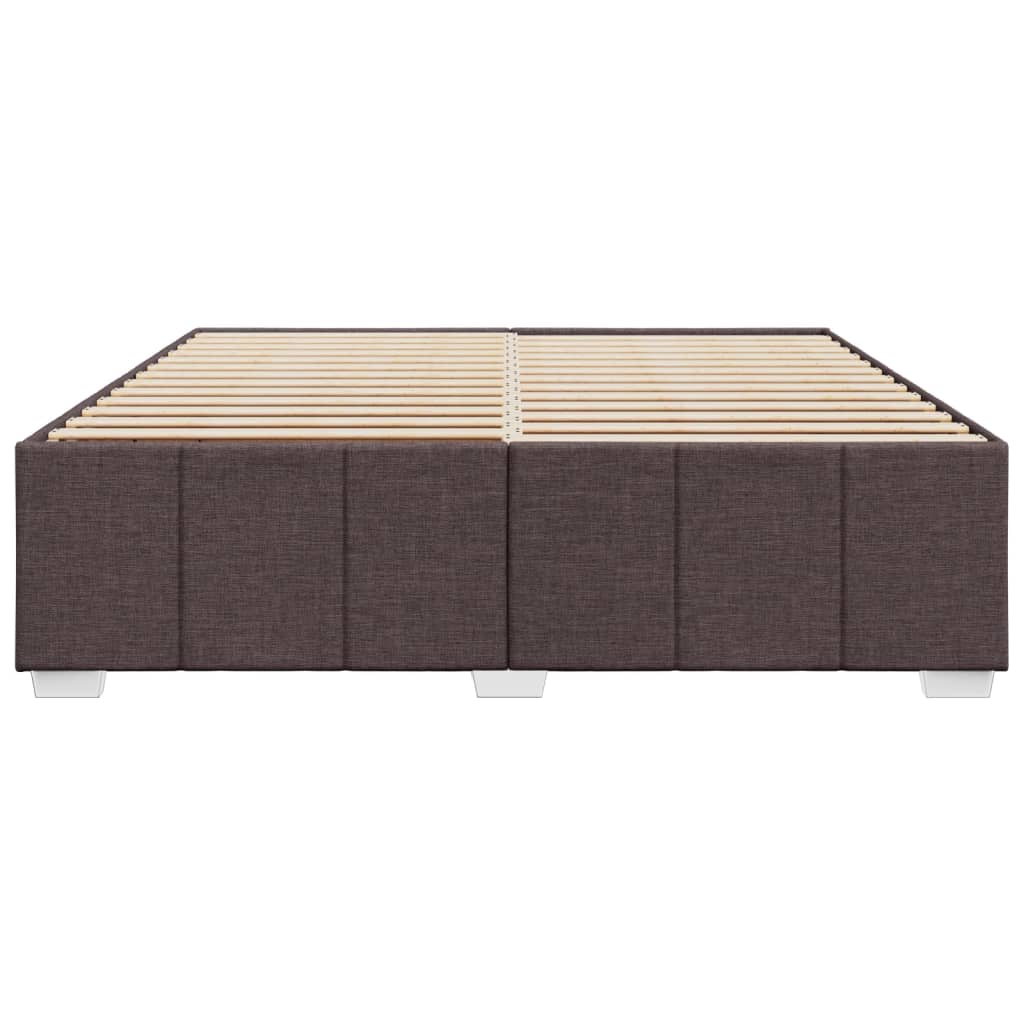 Estrutura de cama sem colchão 200x200 cm tecido castanho-escuro