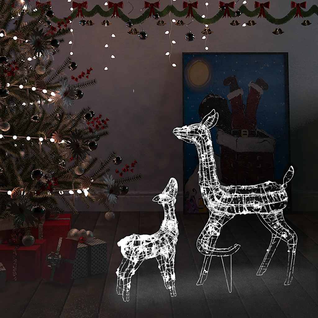 Família de renas decorativa 160 luzes LED acrílico branco frio