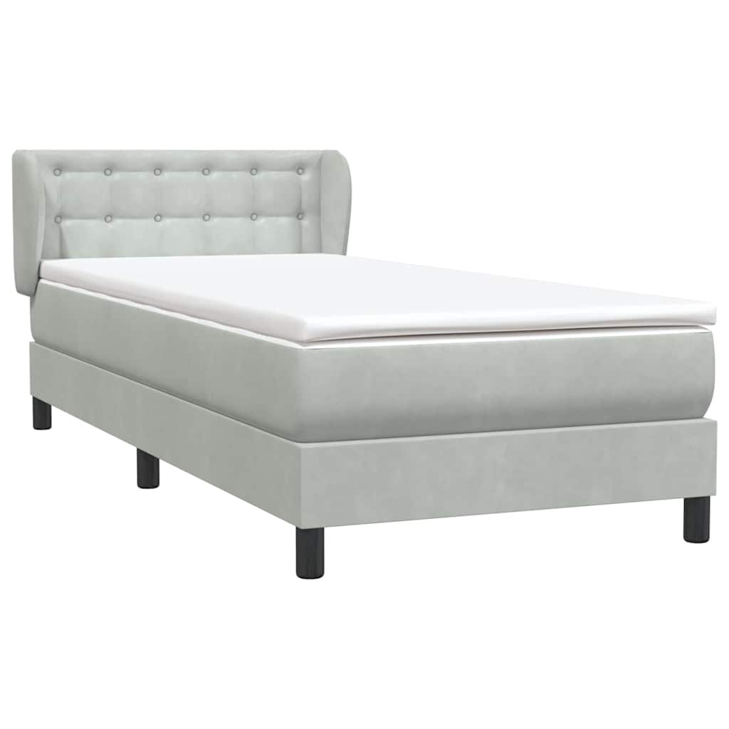 Cama com molas/colchão cinzento-claro 80x220 cm veludo