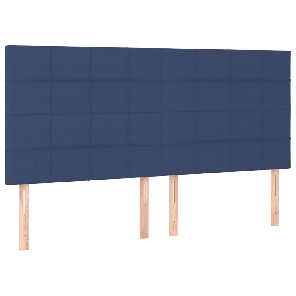 Cabeceira de cama c/ luzes LED tecido 180x5x118/128 cm azul