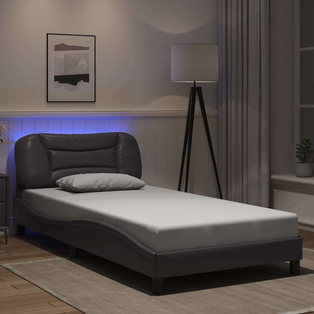 Estrutura de cama com LED sem colchão hvar 100x200cm cinza