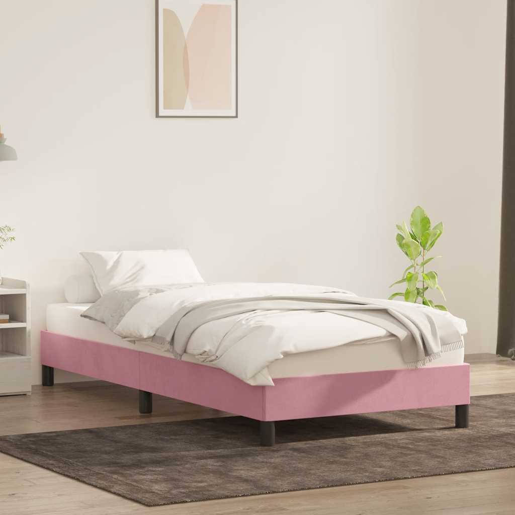 Estrutura de cama sem colchão 100x210 cm veludo rosa