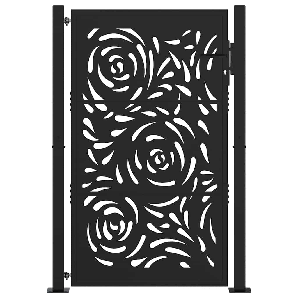 Portão de jardim preto 100x150 cm aço design chama