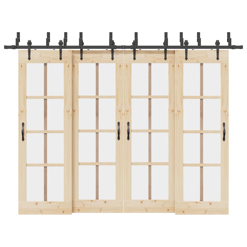 Kit de ferragens para porta deslizante 305 cm aço preto