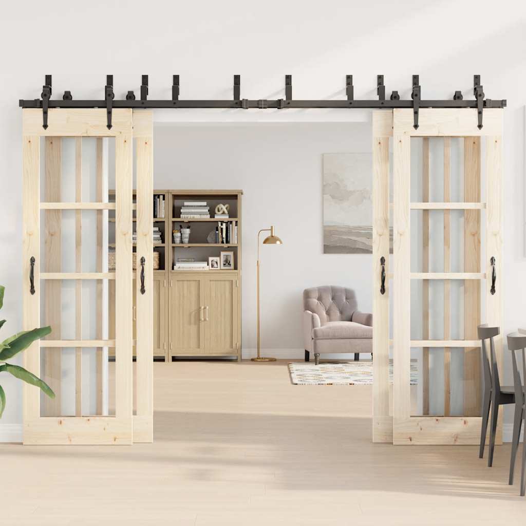 Kit de ferragens para porta deslizante 305 cm aço preto