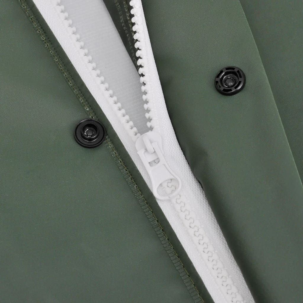 Capa de chuva comprida resistente e impermeável + capuz verde l