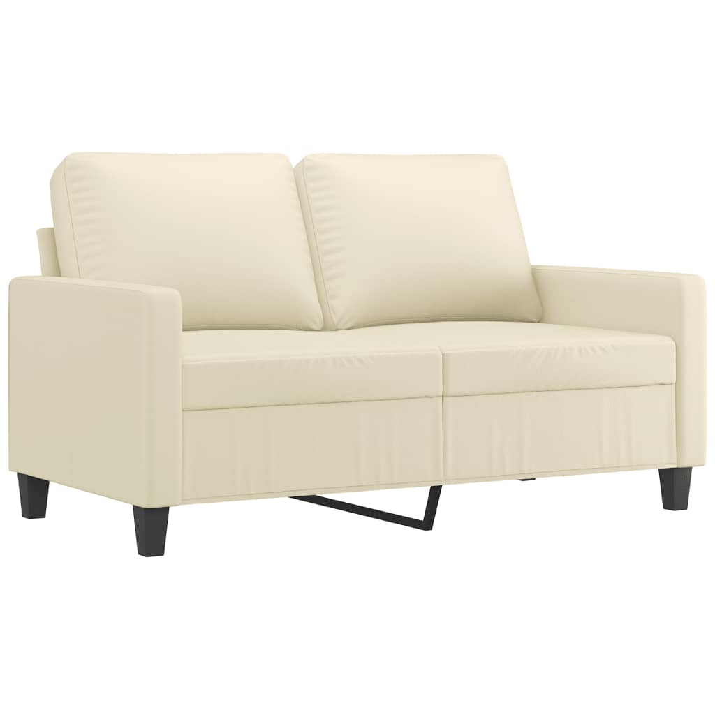 3 Pcs conjunto sofás c/ almofadões couro artificial cor creme