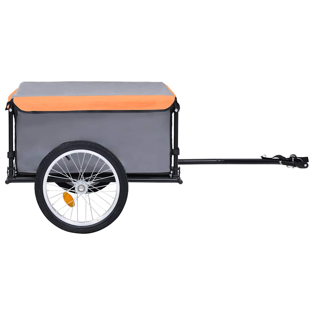Reboque de carga para bicicleta 65 kg cinzento e laranja