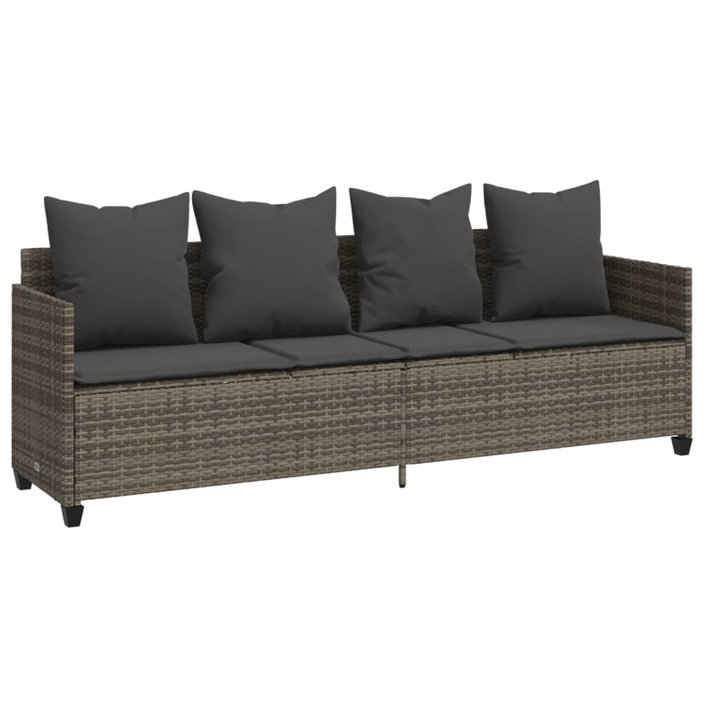 5 Pcs conjunto sofás de jardim c/ almofadões vime PE cinzento