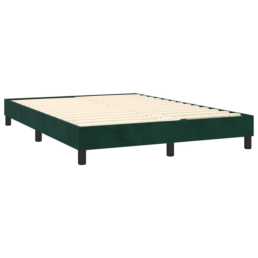 Cama com molas/colchão 140x200 cm veludo verde-escuro