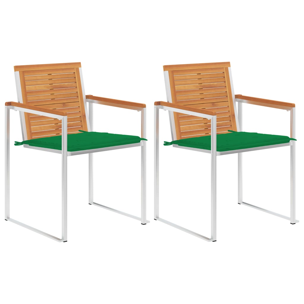 Cadeiras de jardim com almofadões 2 pcs acácia maciça e aço