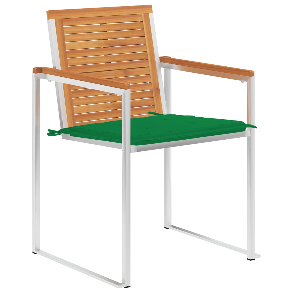 Cadeiras de jardim com almofadões 2 pcs acácia maciça e aço