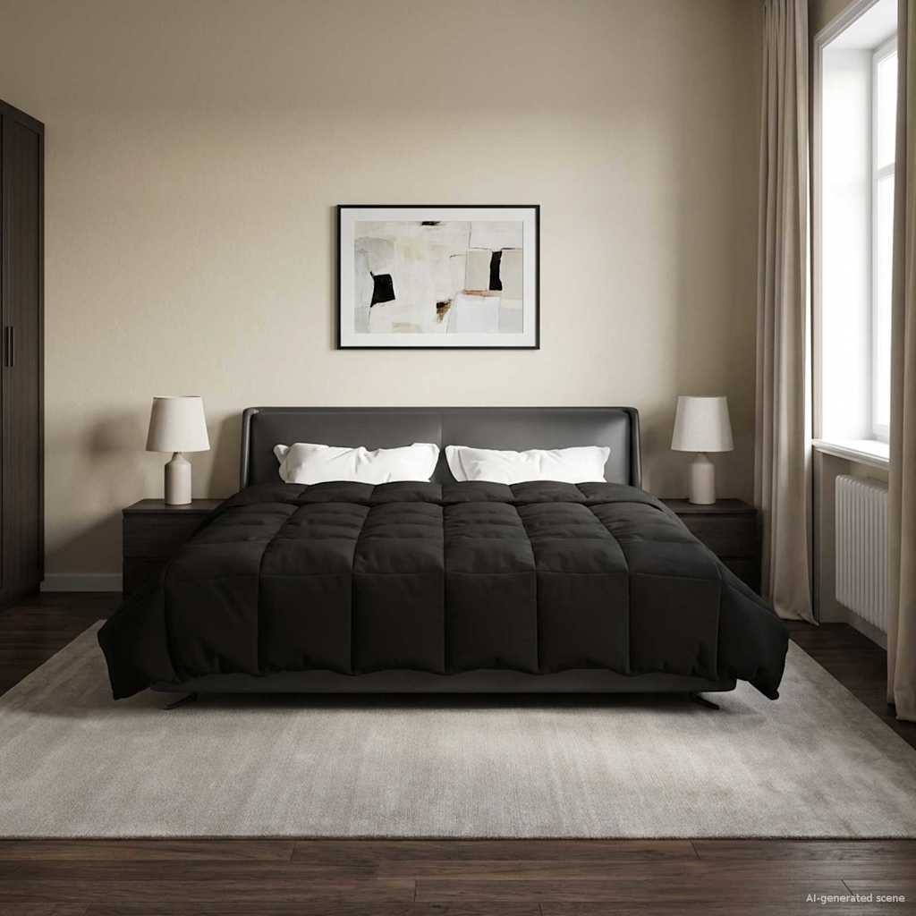 Duvet de ano inteiro 260 x 220 cm 4 estações preto respirável