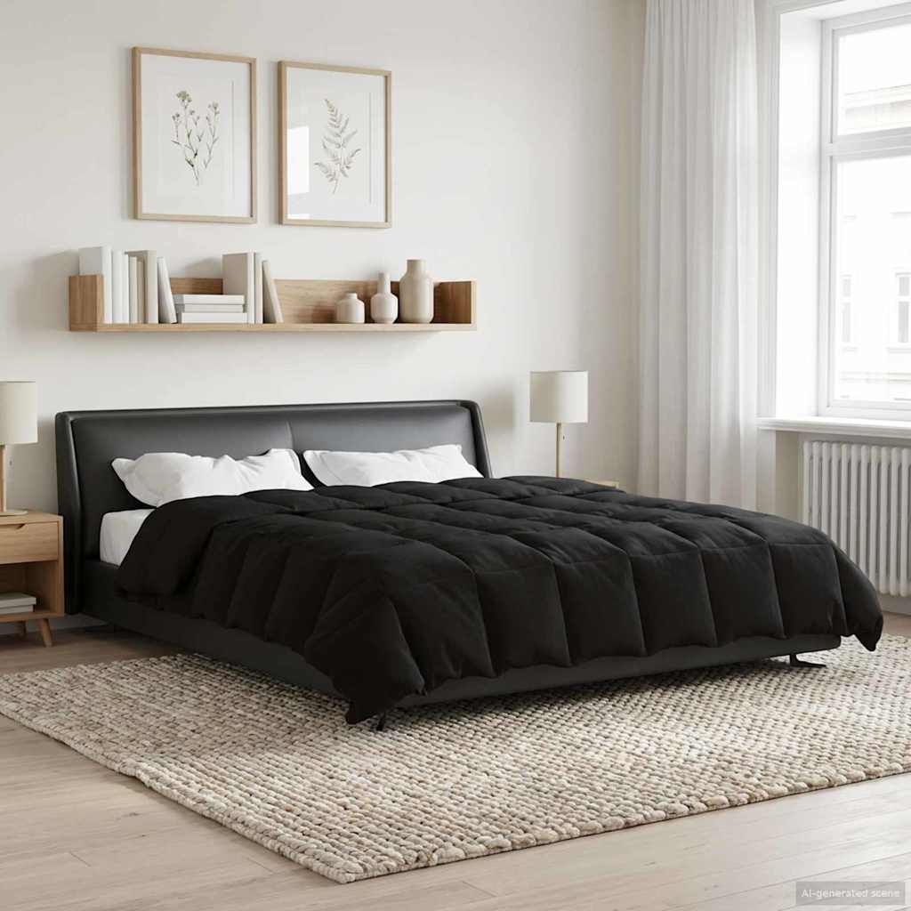 Duvet de ano inteiro 260 x 220 cm 4 estações preto respirável